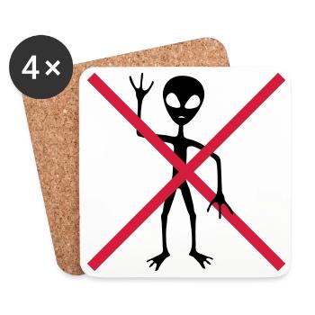 Bouclier interdit aux visiteurs extraterrestres - Dessous de verre (lot de 4) - blanc - Devant