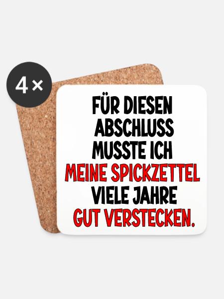 Abschluss Prüfungen Spickzettel - Untersetzer (4er-Set) - Weiß