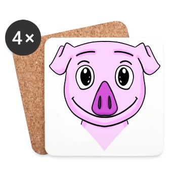 Cochon - Dessous de verre (lot de 4) - blanc - Devant
