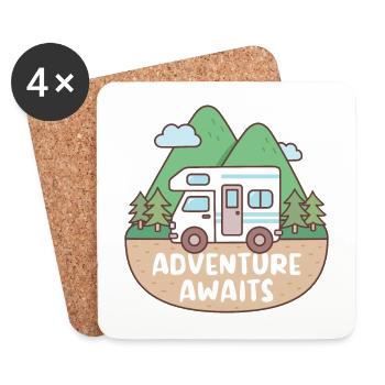 RV Explorer la nature et l’aventure en plein air vous attend - Dessous de verre (lot de 4) - blanc - Devant