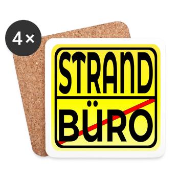 Büro Strand - URLAUB SOMMERFERIEN - Untersetzer (4er-Set) - Weiß - Vorne