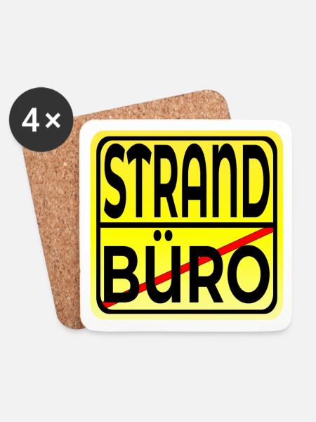 Büro Strand - URLAUB SOMMERFERIEN - Untersetzer (4er-Set) - Weiß