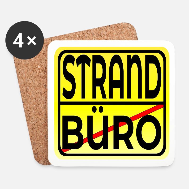 Büro Strand - URLAUB SOMMERFERIEN - Untersetzer (4er-Set) - Weiß