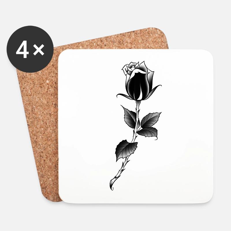Rose Stil Tattoo alt - traditionelle Schule - Untersetzer (4er-Set) - Weiß