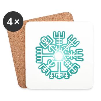 Nordic Viking Symbol Valknut & Vegvisir grün - Untersetzer (4er-Set) - Weiß - Vorne