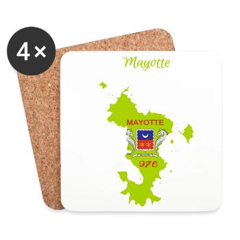 Mayotte - Dessous de verre (lot de 4) - blanc - Devant
