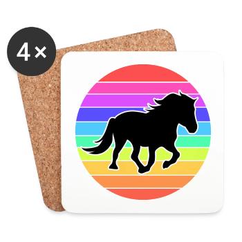 Chevaux islandais Chevaux Icelander Gallop Horse Fan - Dessous de verre (lot de 4) - blanc - Devant