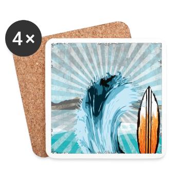 Surfer Welle Illustration - Untersetzer (4er-Set) - Weiß - Vorne