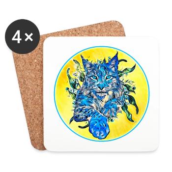 Chat lynx en liberté un chat sauvage - Dessous de verre (lot de 4) - blanc - Devant