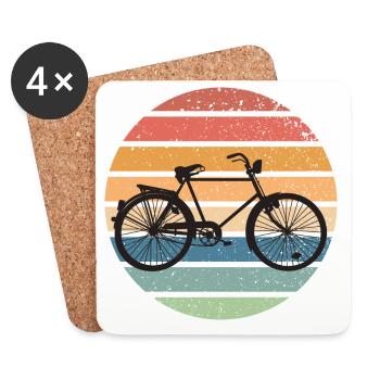 Retro Bicycle Sunset - Vintage Bike - Coasters (set of 4) - white - Front