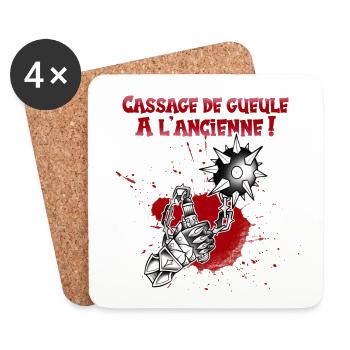 Fléau médiéval - cassage de gueule a l'ancienne ! - Dessous de verre (lot de 4) - blanc - Devant