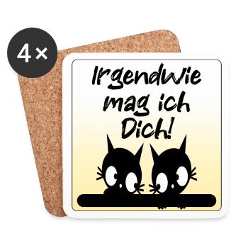 Liebesbekenntnis Katzen Paare - Untersetzer (4er-Set) - Weiß - Vorne