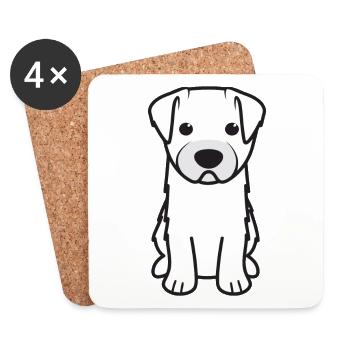 Bichon Yorkie Dog Cartoon Kawaii Illustration - Dessous de verre (lot de 4) - blanc - Devant