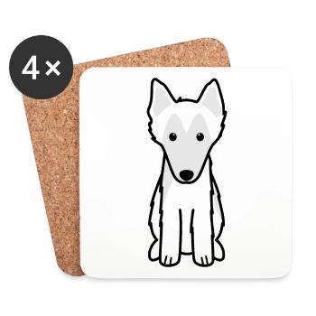 Chien de berger belge Cartoon Kawaii Illustration - Dessous de verre (lot de 4) - blanc - Devant