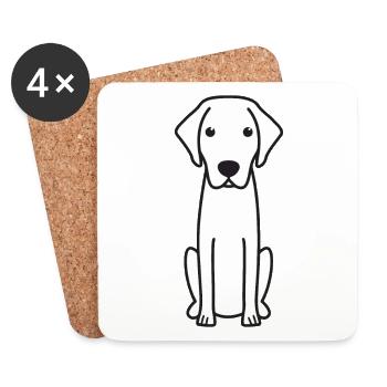 Blue Lacy Dog Cartoon Kawaii Illustration - Dessous de verre (lot de 4) - blanc - Devant