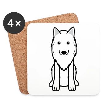 Belgian Tervuren Dog Cartoon Kawaii Illustration - Coasters (set of 4) - white - Front