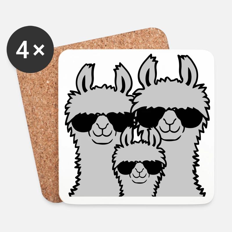 Lama Familie Eltern Kind - Untersetzer (4er-Set) - Weiß