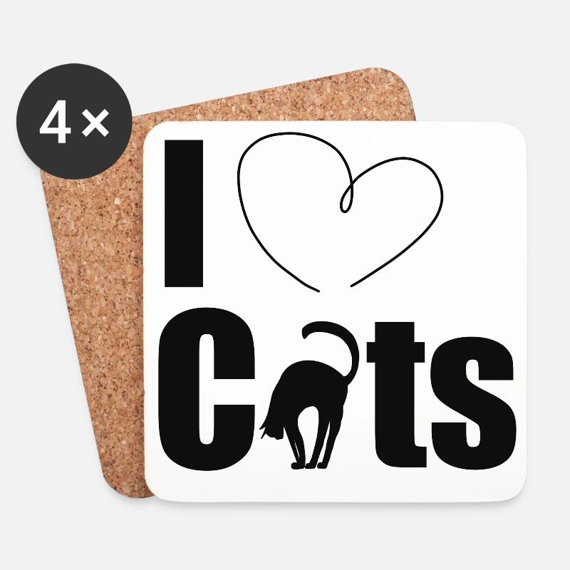 I love cats - Untersetzer (4er-Set) - Weiß