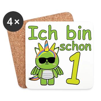 Geburtstagsshirt 1 jahr Drache baby Mädchen - Untersetzer (4er-Set) - Weiß - Vorne