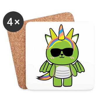 Kleiner Drache Motiv Baby Mädchen Süßer Grün cool - Untersetzer (4er-Set) - Weiß - Vorne