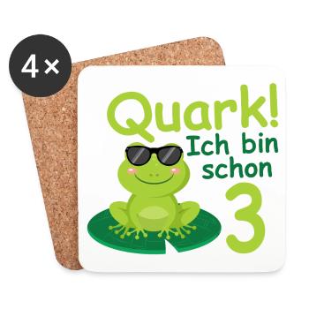 Geburtstagsshirt 3 jahr Frosch Baby mädchen Junge - Untersetzer (4er-Set) - Weiß - Vorne