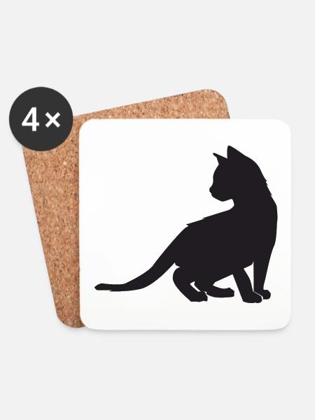 Kätzchen-Design - Untersetzer (4er-Set) - Weiß