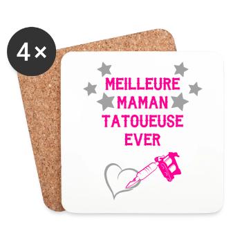 Meilleure maman tatoueuse ever fête des mères gift - Dessous de verre (lot de 4) - blanc - Devant