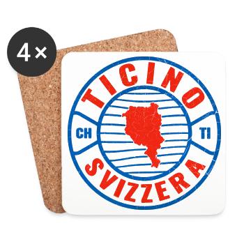 Ticino Switzerland Emblem Circle Design - Coasters (set of 4) - white - Front