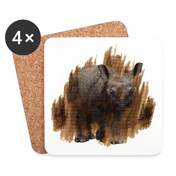 geschenkidee Tierliebhaber, Nashorn baby - Untersetzer (4er-Set) - Weiß - Vorne