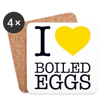 I LOVE BOILED EGGS Eier - Untersetzer (4er-Set) - Weiß - Vorne