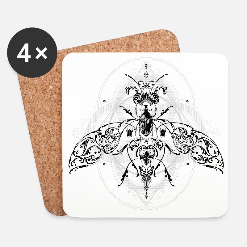 Geometrisch Psychodelisch Insekten Muster Pattern - Untersetzer (4er-Set) - Weiß