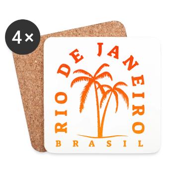 Rio de Janeiro Palm Tree Retro - Untersetzer (4er-Set) - Weiß - Vorne