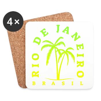Rio Palm Neon Brasil - Untersetzer (4er-Set) - Weiß - Vorne