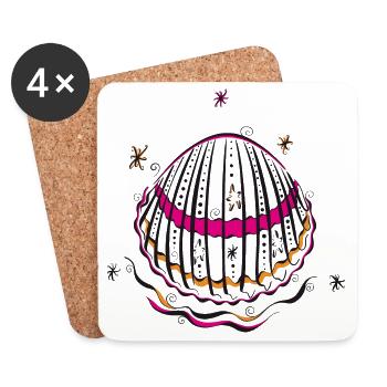Shell Vacances d’été - Dessous de verre (lot de 4) - blanc - Devant