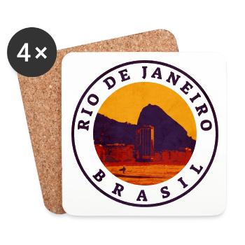 Rio de Janeiro Retro Rubber Stamp - Coasters (set of 4) - white - Front
