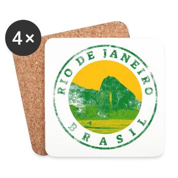 Rio de Janeiro Emblem: Strand & Berge - Untersetzer (4er-Set) - Weiß - Vorne