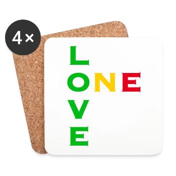 One love - vert jaune rouge - Dessous de verre (lot de 4) - blanc - Devant
