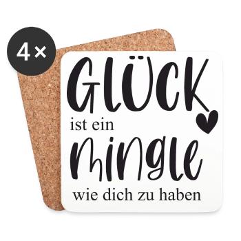 Mingle Single Freundschaft Plus Date Geschenk - Untersetzer (4er-Set) - Weiß - Vorne