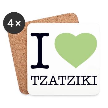 I LOVE TZATZIKI Zaziki Gyros Griechenland - Untersetzer (4er-Set) - Weiß - Vorne