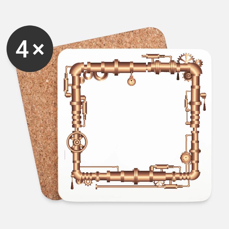 Steampunk Rahmen im Dampfmaschinen Look - Untersetzer (4er-Set) - Weiß
