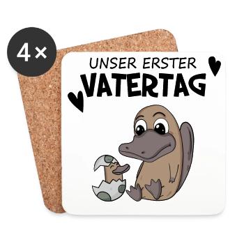 Vatertag Geschenk - Unser erster Vatertag - Untersetzer (4er-Set) - Weiß - Vorne
