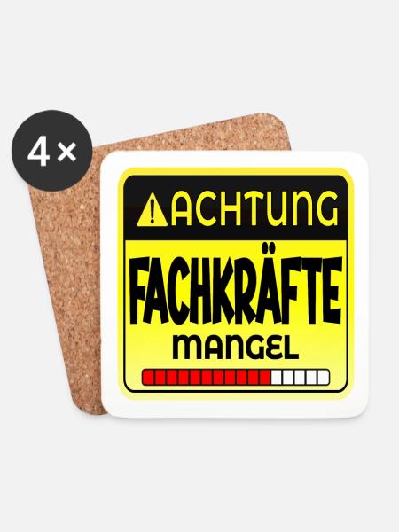 ACHTUNG FACHKRÄFTE MANGEL SPRÜCHE - HANDWERK - Untersetzer (4er-Set) - Weiß