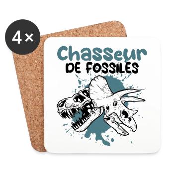 Chasseur de fossiles de dino - Dessous de verre (lot de 4) - blanc - Devant