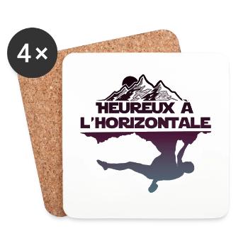 Heureux à l'horizontale - passion escalade - Dessous de verre (lot de 4) - blanc - Devant