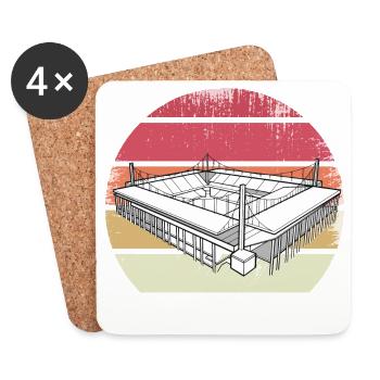 Groundhopping Football Stadium Football Stadium Fan - Dessous de verre (lot de 4) - blanc - Devant