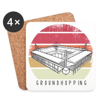 Football Groundhopping Stadium Football Stadium Fan - Dessous de verre (lot de 4) - blanc - Devant