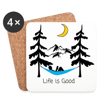 Playful Nighttime Smiling Moon Design - Coasters (set of 4) - white - Front