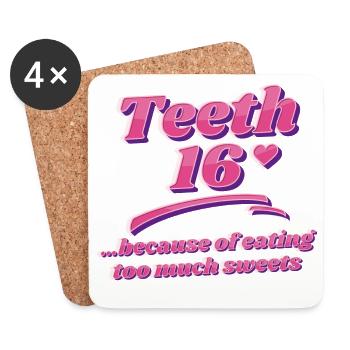 Drôle de déclaration Sweet Tooth Sweet Sweet - Dessous de verre (lot de 4) - blanc - Devant