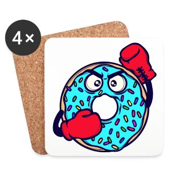 Donut Süßigkeiten Lecker Naschen Nachspeise - Untersetzer (4er-Set) - Weiß - Vorne