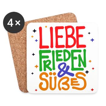 Nachspeise Naschen Süßigkeiten Statement Lecker - Untersetzer (4er-Set) - Weiß - Vorne